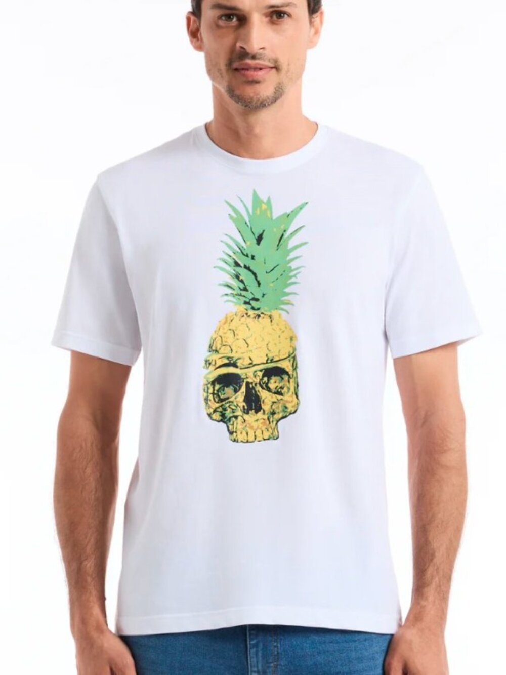 NWT Robert Graham T- Shirt Skull Island Pineapple Print Crew Neck Cotton XL $98